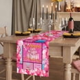 thumbnail image 2 of Happy Birthday Table Runner, Pink Balloons Bows Polka Dot Cakes Washable Cotton Linen Table Runners 70 Inches Long, Dresser Scarf Runner for Dining/Kitchen/Coffee/TV Stands/Cabinets 13''x70'', 2 of 9