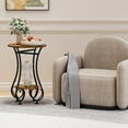 thumbnail image 6 of Side Table,Small Round End Table with Lower Shelf for Small Spaces,Round Bedside Nightstand Table with Metal Frame,Couch Sofa Coffee Tea Table,Retro Accent Drink Table for Living Room Bedroom Balcony, 6 of 7