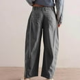 thumbnail image 6 of Sexlip Corduroy Pants for Women Baggy Button Low Rise Barrel Pants Casual Wide Leg Cropped Pant with Pockets Gray M, 6 of 6