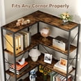 thumbnail image 2 of Walsunny Corner Bookshelves Bookcases 71" 5 Tier L Shaped Wood Bookshelf with Metal Frame Display Rack Rustic Brown, 2 of 7
