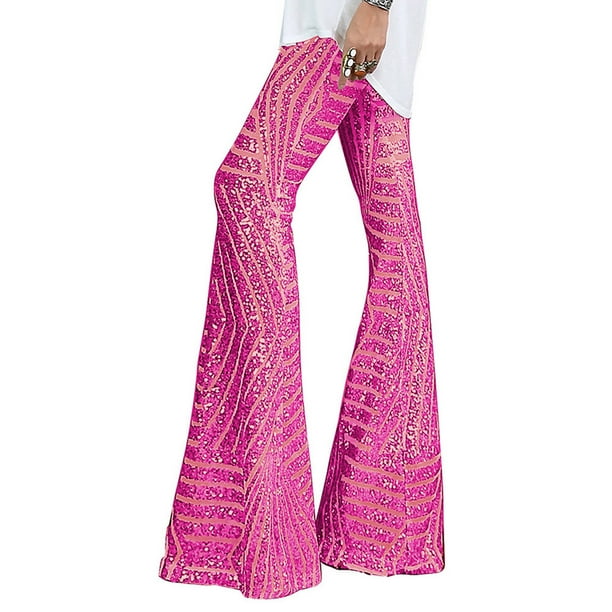 ICHUANYI Liquidación Moda Mujer Lentejuelas Sólido Pierna Ancha Cintura Alta Pantalones Sueltos Y Cómodos ICHUANYI WER2023082202085