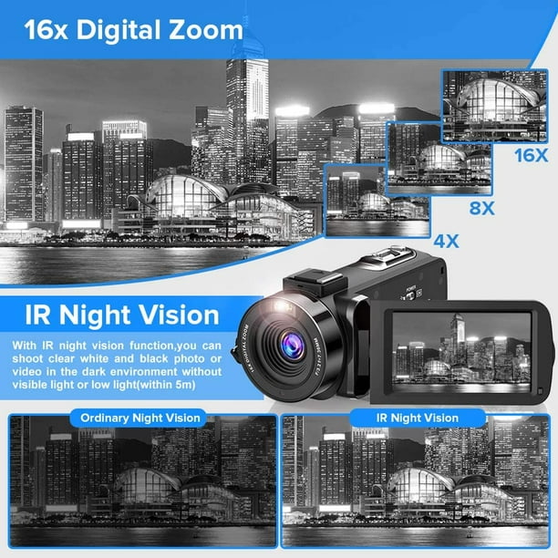 Video Camera Camcorder 2.7K Ultra YouTube Vlogging Camera 36MP IR Night Vision Digital Camera Recorder 16X Digital Zoom 3 inch IPS Touch Screen Video Camcorder with Microphone Handheld Stabilizer - Walmart.com