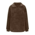 thumbnail image 4 of Htigea Oversized Sweatshirts for Women Sherpa Long Sleeve Pullover 1/4 Zipper Collared Sweatshirt Warm Winter Tops Coffee M, 4 of 9