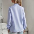 thumbnail image 5 of Women's 2023 Fall Long Sleeve Tops Crew Neck Striped Button Down Blouse Comfy Casual Work Ruffle Shirt XLBlue, 5 of 9