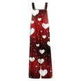 thumbnail image 5 of Fgvctg Valentine's Day Womens Jumpsuit Wide Leg Pant Cute Love Heart Graphic Overall Sleeveless Rompers Spaghetti Straps Jumpsuits Oversized Bib Overalls Sprimg Clothing With Pockets Wine 2XL, 5 of 7