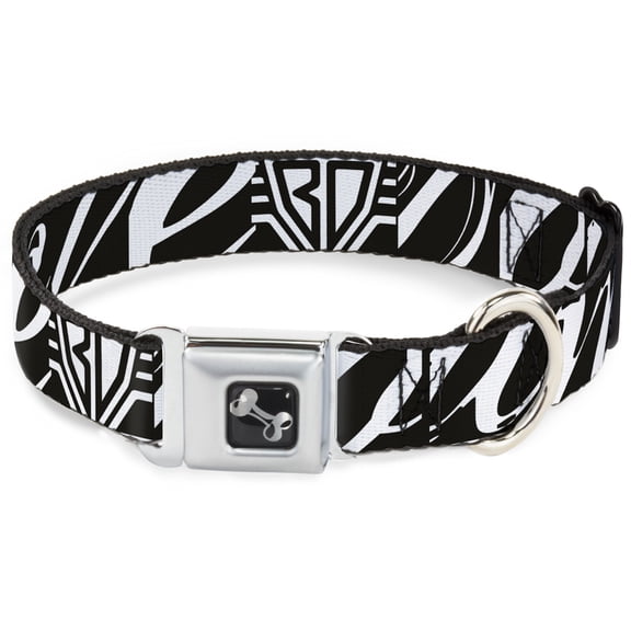 Buckle-Down Pet Collar, Dog Collar Metal Seatbelt Buckle, Buckle Down BD Logo Buckle Down Script Black White, 9.5 to 13 Inches 1.0 Inch Wide