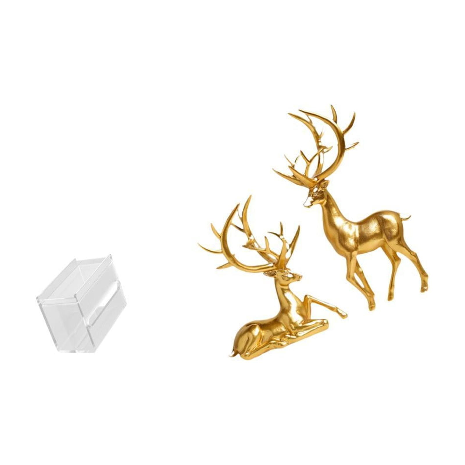 Fiocias Acrylic Toilet Paper Storage Box Modern Paper Towel Dispenser Wall Mounted Toilet Tissue Paper Holder Couple Deer Statues Decorative Sculptures Collec