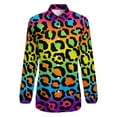thumbnail image 4 of Neon Rainbow Leopard Print Long Sleeve Blouse Woman Streetwear Casual Shirts Summer Oversize Woman Streetwear Clothing Birthday Present, 4 of 7