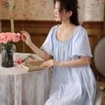 thumbnail image 2 of Defitshape Women's Summer Nightgown Lightweight Fall Puff Sleeve Sleep Dress Vintage Victorian Night Gown Light Blue Large, 2 of 4