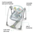 Balançoire Portable Bébé Ingenuity Swing 'n Go – 5 Vitesses, 8 Mélodies, Hyberdrive – Hugs And Hoots Gris