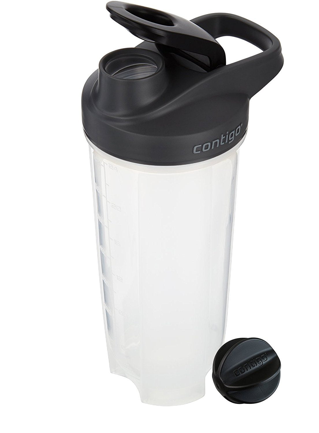 Contigo Shake & Go Fit 28 oz Black and Clear Shaker Bottle with Flip-Top  and Wide Mouth Lid 
