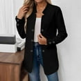 thumbnail image 3 of TrendOFT Womens Casual Blazer Jacket Gold Button Long Sleeve Work 0ffice Blazer Lapel Open Front Jacket Black L, 3 of 7