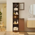thumbnail image 5 of Aiho 67.1" Tall Bathroom Storage Tower, Freestanding Narrow Linen Cabinet with 2 Doors and Adjustable Shelves, Space Saver for Bathroom, Living Room, Dark Brown, 5 of 9