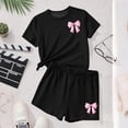 thumbnail image 5 of Babcutegg Kids Summer Two-Piece Outfit – Printed Round-Neck Short Sleeve Top & Matching Shorts Set for Girls Black Size 14-15, 5 of 7