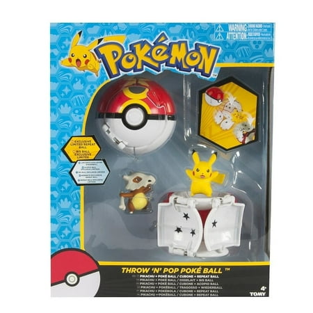 Pokemon Throw n Pop Pikachu & Poke Ball Cubone Repeat Action Figure Set Game TOMY T18635