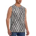 thumbnail image 2 of Haiem Men's Black White Stripes Print Tank Tops Summer Sleeveless Cut Off Workout T-Shirts Fitness Vest Athletic Undershirts-3X-Large, 2 of 8