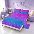 thumbnail image 2 of Homewish Glitter Stars Queen Sheets for Girls, Rainbow Galaxy Queen Sheet Sets, Blue Pink Purple, 4-Piece (1 Flat Sheet, 1 Fitted Sheet and 2 Pillowcases), 2 of 6