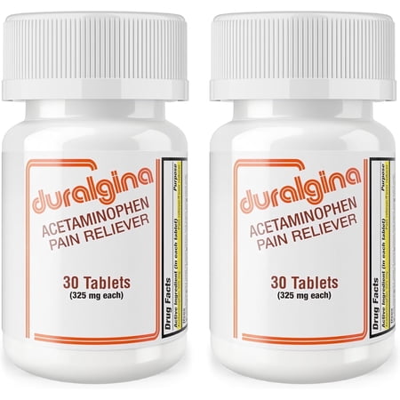 Duralgina Acetaminophen Tablets, Pain and Fever Relief, 325 mg, 30 Count, 2 Pack