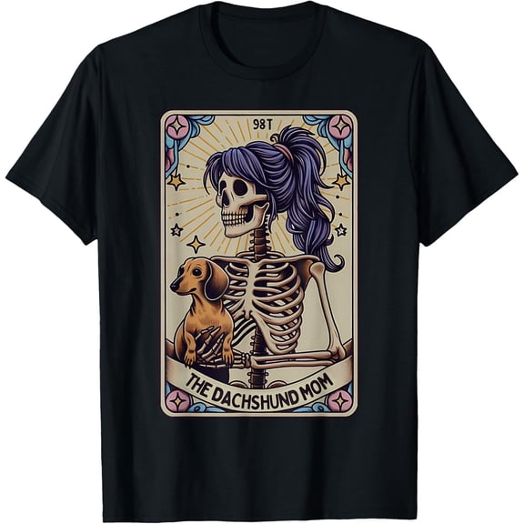 Dachshund Mom Tarot Card Halloween Witchy Vibes T-Shirt Size S-5XL