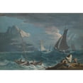 thumbnail image 3 of Marco Ricci 14x11 Black Modern Framed Museum Art Print Titled - Fishing Boats in a Storm (About 1715), 3 of 5