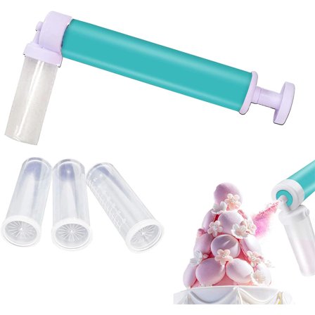 Duslogis Manual Airbrush for Decorating Cakes,DIY Baking Cake Airbrush Pump Coloring Spray with 4 Pcs Tube,for Kitchen Decorating Cakes Cupcakes Cookies and Desserts (Blue)