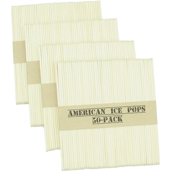 American Ice Pop Maker - Frozen Popsicle Mold Wooden Ice Cream Sticks (200 STICKS, Natural)