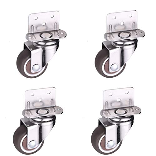 Skelang 4 Pcs 1 Inch Side Mounting Casters, TPE Swivel Plated Caster