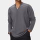 thumbnail image 4 of Camiseta holgada de manga larga con cuello en V y rayas para hombre, fresca para el verano - Poliéster, duradera, para uso diario, fácil de combinar con pantalones - Tallas S-XXXL, 4 of 8