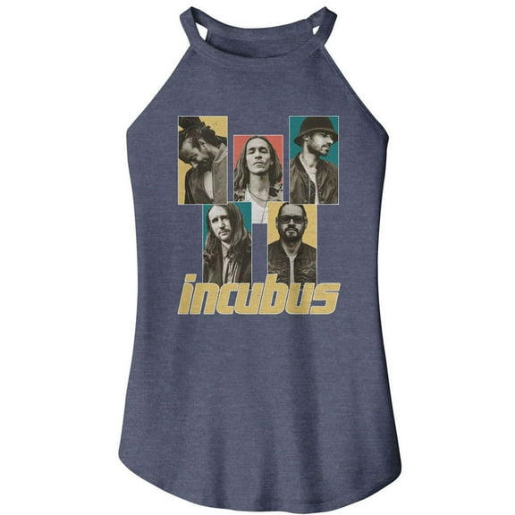 Incubus Band Member Boxes Navy Frost Women's Sleeveless Rocker Tank Top T-Shirt