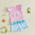 thumbnail image 5 of Xyant Toddler Girl Summer Clothes Embroidery Sleeveless Tank Top Plaid Shorts Infant Outfits Sets (Pink,2-3 Years), 5 of 5