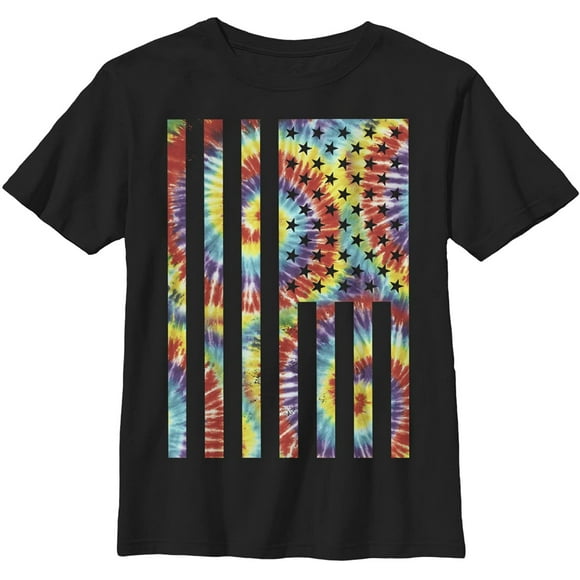 LOST GODS Boys Tie-Dye American Flag Print T-Shirt