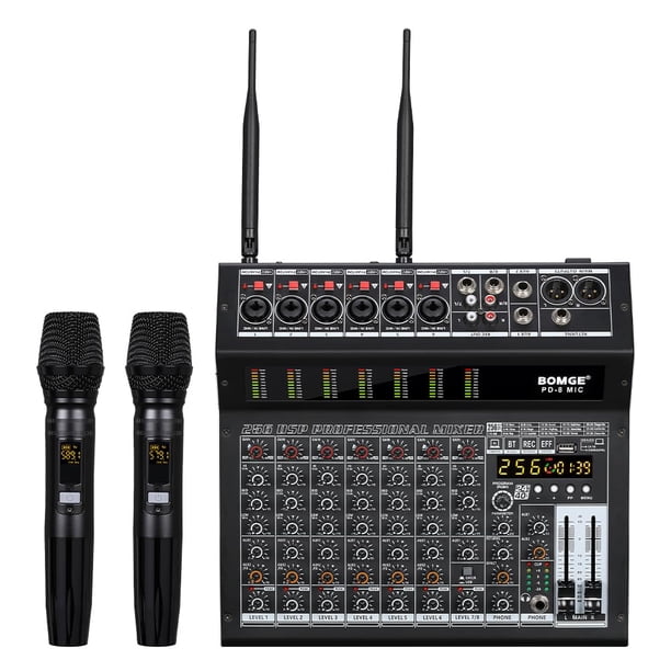 Mezclador de audio BOMGE PD-8MIC de 6 canales con Bluetooth y USB