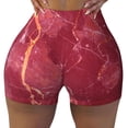 thumbnail image 2 of Haiem Abstract Red Marble No Front Seam Biker Shorts for Women Yoga Workout Gym Bike Shorts with Tummy Control Moisture-Wicking-Small, 2 of 9