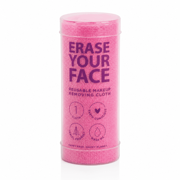 ERASE YOUR FACE Reusable Makeup Removing Cloth, Pink