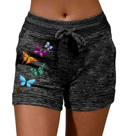 

WOXINDA Women s Lounge Shorts Print Comfy Pajama Bottom With Pockets And Drawstring Womens Tops Short Sleeve