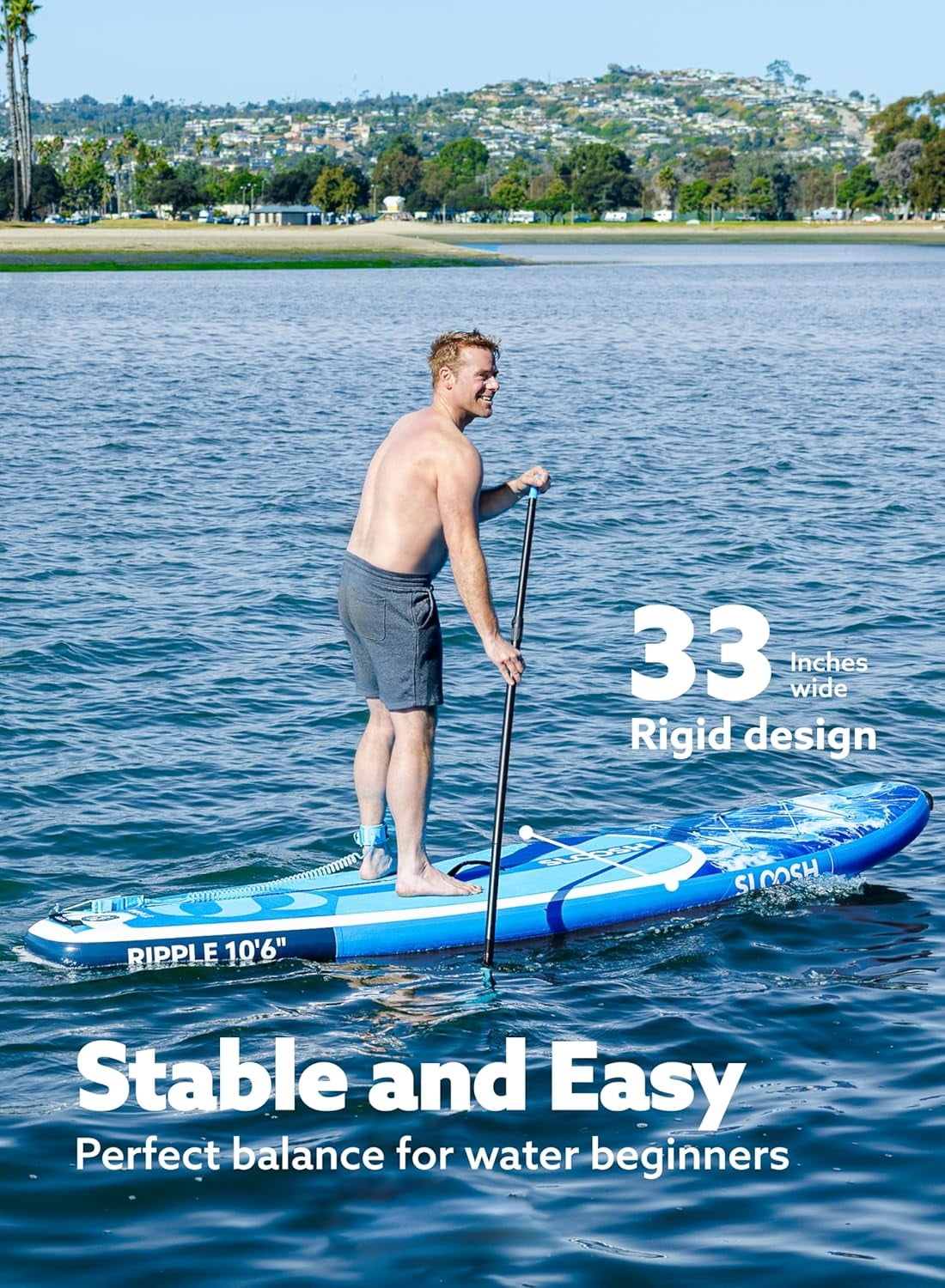 SLOOSH 10'6" Inflatable Stand Up Paddle Board, Portable Paddle Board with Premium SUP Paddleboard Accessories,Non-Slip EVA Deck for Youth & Adults