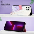 thumbnail image 2 of Allytech Compatible with iPhone 14 Pro Wallet Case, Marble Series Premium PU Leather Flip Cover with Card Holder and Kickstand Case with Detachable Shoulder Strap/ Wrist Strap, White Purple Marble, 2 of 11