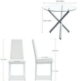 thumbnail image 5 of Dining Set for 2, ROZHOME Round Glass Dining Table with 3 Chrome Legs and 4 Black PU Leather Metal Chair for Home Office Kitchen Dining Room 35.43" * 35.43" * 29.53"(L x W x H), 5 of 8