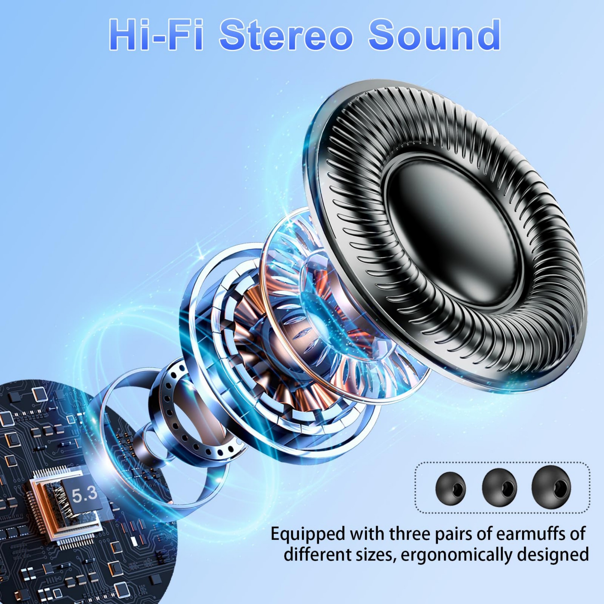 WeurGhy Earbuds Wireless Bluetooth Noise Cancelling for iPhone Android Sports Workout, 56H Playtime Waterproof LED Display in Ear Headphones, Black