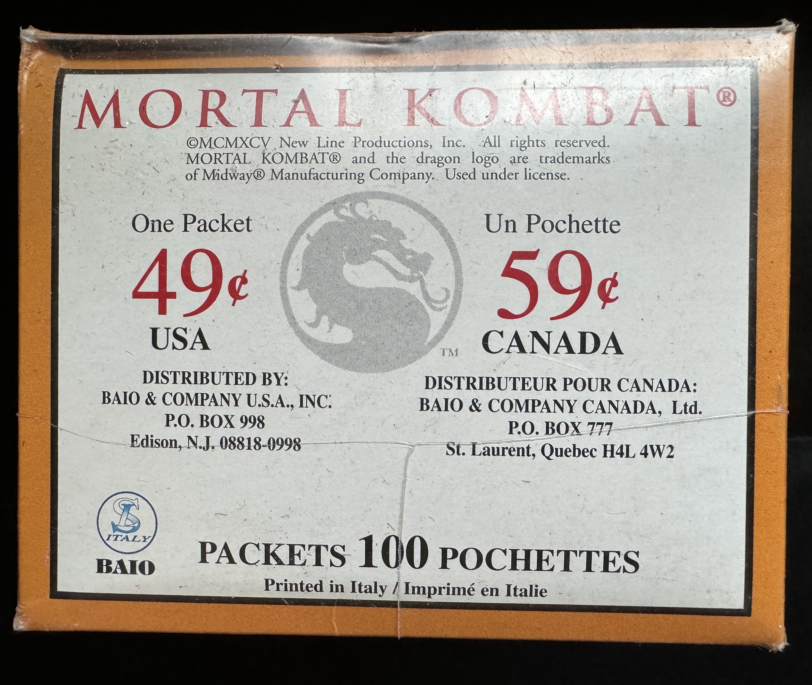 Mortal Kombat Movie Sticker Pack Box