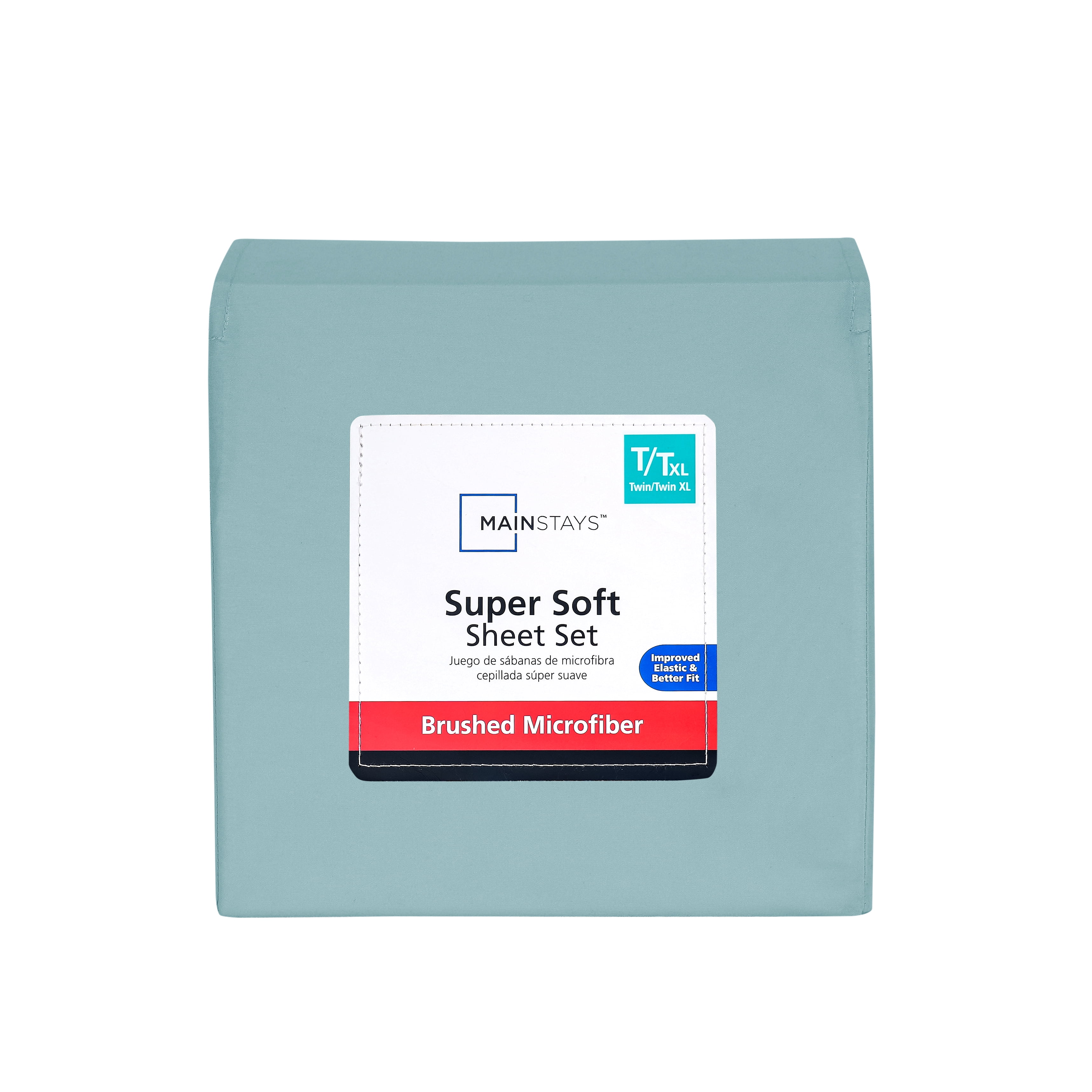 Mainstays Super Soft Brushed Microfiber Bed Sheet Set, Blue Cameo, Twin-XL, 3 Piece