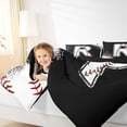 thumbnail image 4 of Manfei Baseball Sport Bedding Comforter Set 2pcs for Kids Teens, Black White Twin Comforter Sets, Monogrammed Letter R Bedding Set, Breathable Home Decor, 4 of 8