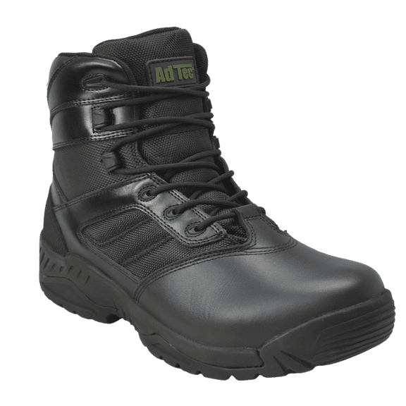 Men's 6"Full Grain Polishable Leather Side Zipper Waterproof Composite Toe Tactical Boot, Black