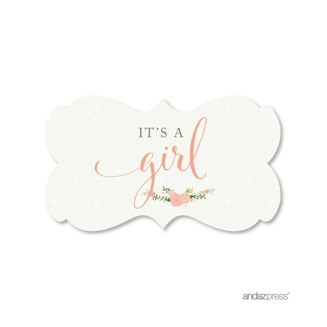 It's A Girl Floral Roses Girl Baby Shower Fancy Frame Label Stickers