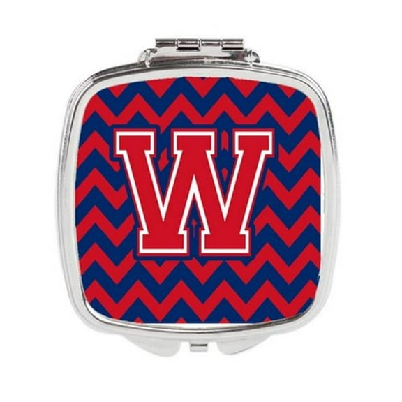 Letter W Chevron Yale Blue & Crimson Compact Mirror