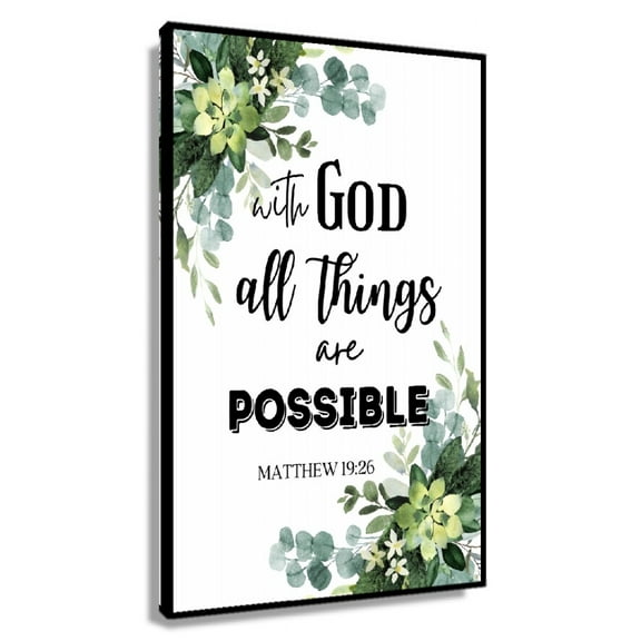With God All Things Are Possible - Matthew 19 26 Print Scripture Wall Art Christian Wall Art Deco Pictures for Living Room Giclee Poster for Bedroom
