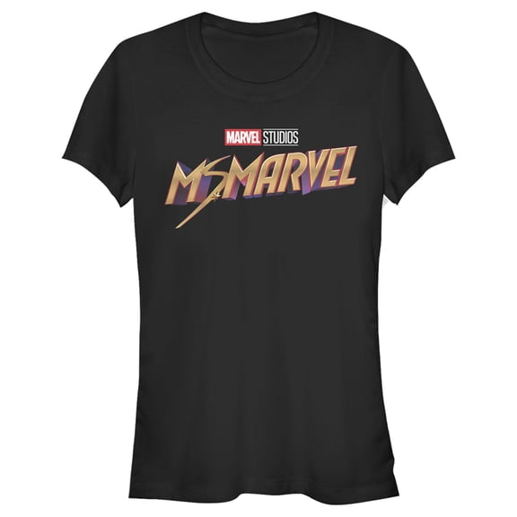 Junior's Marvel: Ms. Marvel Classic Logo  Graphic Tee Black Small