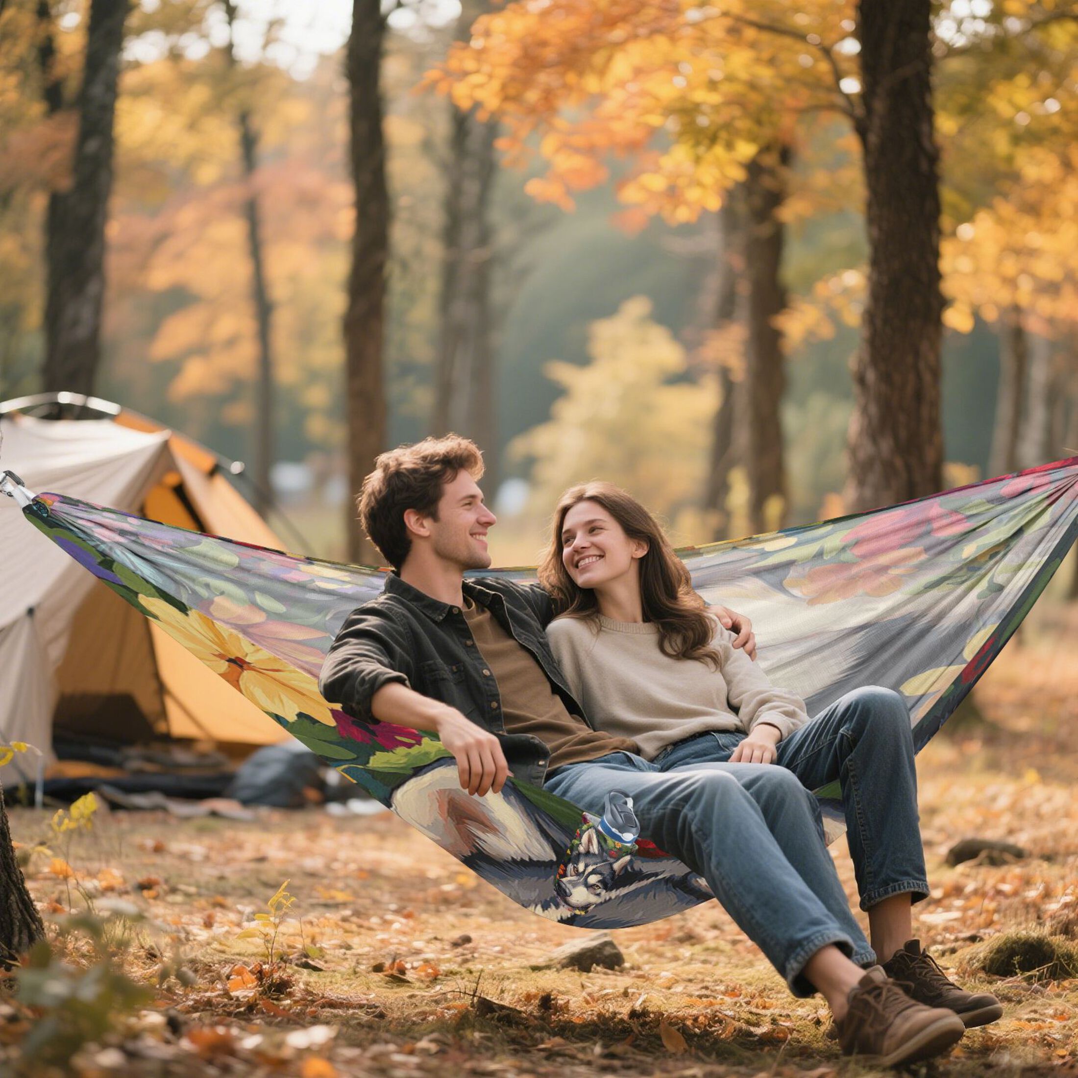 Hammock Camping Hammock Nylon Portable Hammock Travel Camping Hammock Husky Flowers