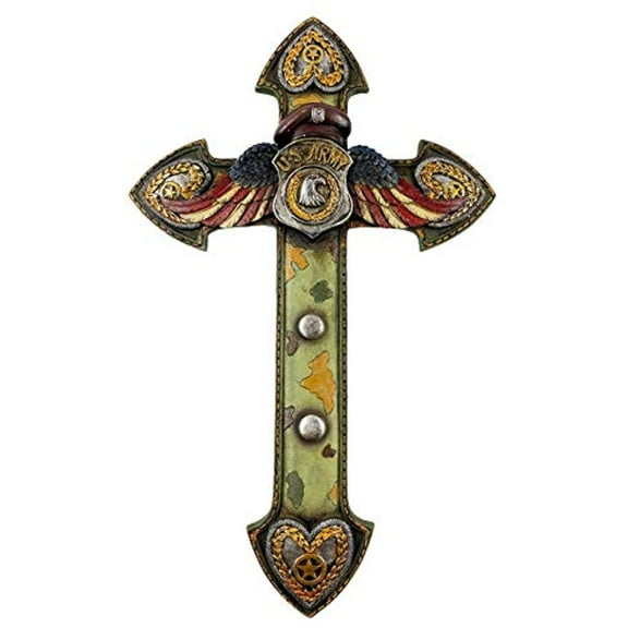 Urbalabs United States US Army Winged Armed Forces 14 Inch Wall Hanging Wall Cross Decor American Flag Wings Military Home Stars Stripes Support Our Troops Deployment Gifts