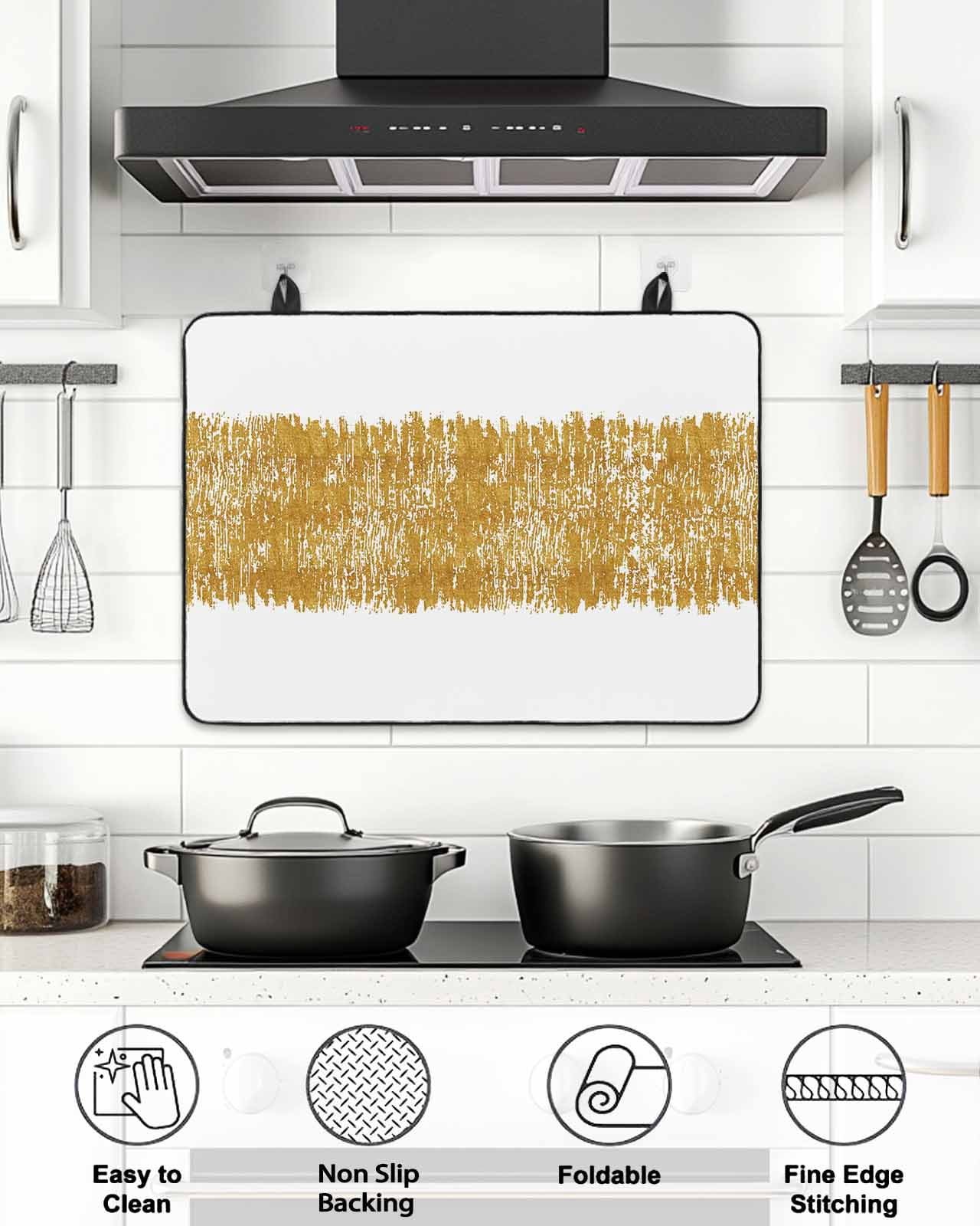 Stove Top Covers for Electric Stove, Farmhouse Brown Glass Stovetop Cover Protector, Retro Modern Abstract Art Induction Cooktop Protector Oven Mat for Kitchen Countertop 24"x21"